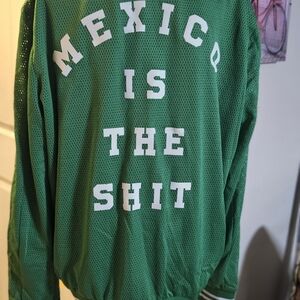Green Mesh Jacket with White Text